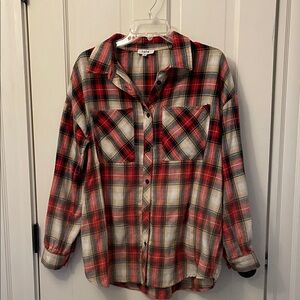 Fate Red and Tan Plaid Shirt